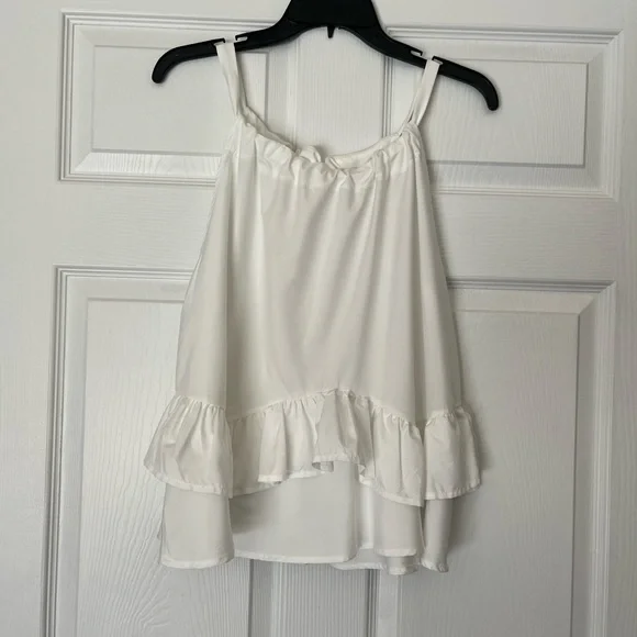 NWOT White Ruffled Tank Top - Picture 5 of 10